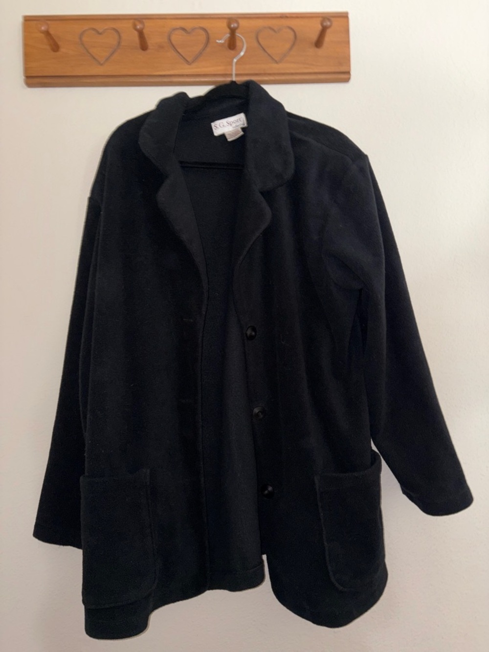 S.G. Sports Black Fleece Button Jacket